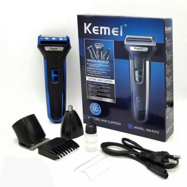 Kemei 3 In 1 Professional Hair Trimmer Nose Beard Trimmer Safe Face Care Hair Cutting Machine Rechargable Hair Clipper