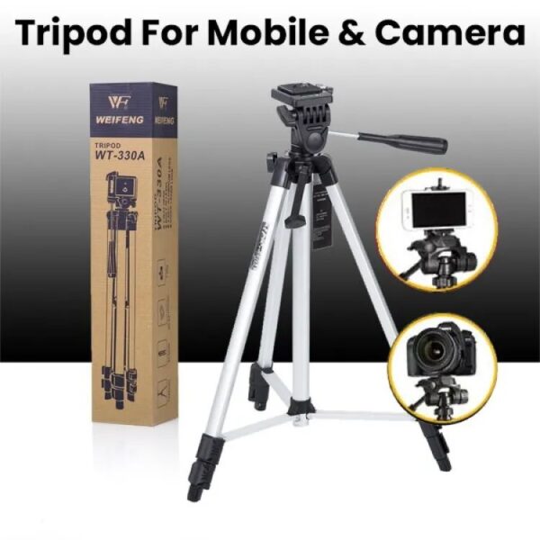 5 Feet  Video Stand 330 Big Tripod Mobile Stand For Mobile and DSLR Camera Video Capturing Tripod Stand