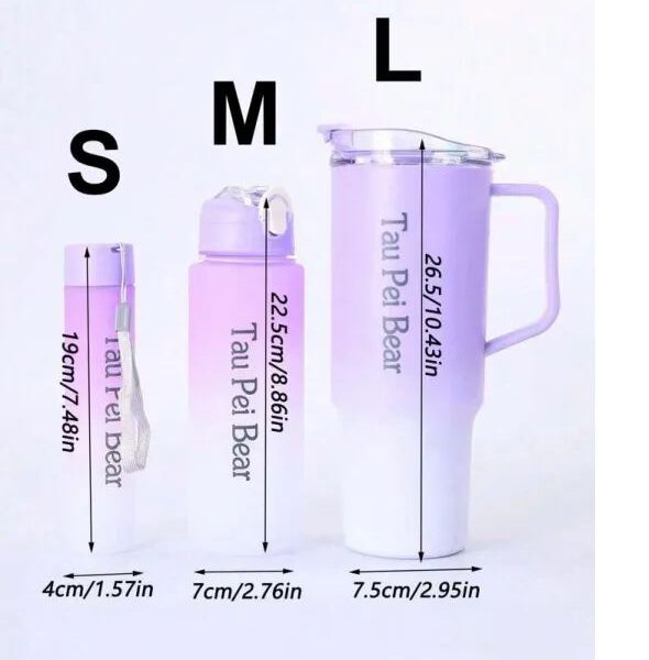 3pcs Gradient Water Bottles Set Portable Large Gradient Color Straw Sports Tumblers Perfect For Outdoor Fitness Family Camping Parties School Supplies And Perfect Birthdays