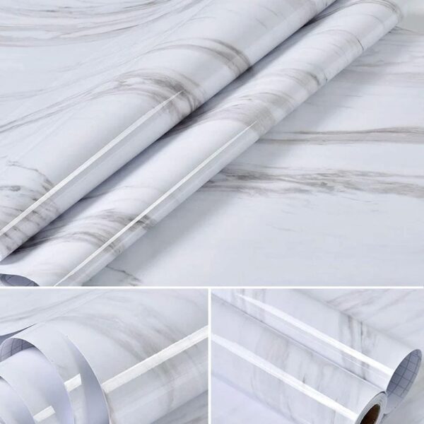60CMx2M Wall Paper Waterproof Heat Resistant Self Adhesive Anti Oil Kitchen Wallpaper Marble Sheet for Kitchen