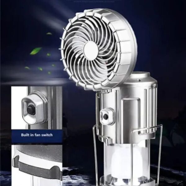 6in1 portable outdoor LED camping lantern with fan solar charge rechargeable light energy saving tent lamp flashlight