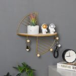 Modern simple and creative half circle rectangular wall shelf multi-function hook home bedroom wall decoration storage rack - Image 7