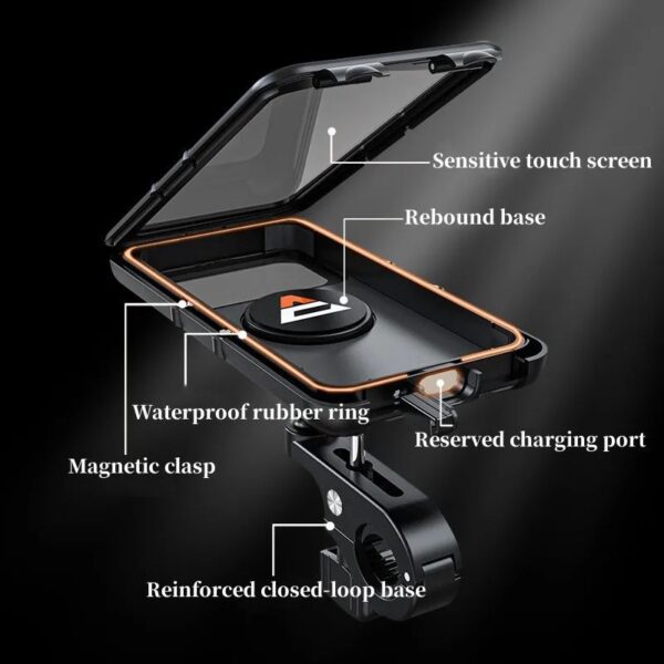 Acrunu Motorcycle Phone Holder MTB Waterproof Cell Phone Holder Bike Phone Holder Rotation Electric Scooter Holder