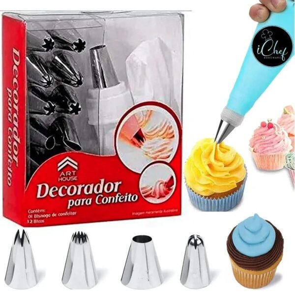 Cakeware 15 Piece Cake Decorating Set Frosting Icing Piping Bag Tips With Steel Nozzles