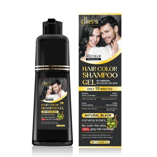 Chirs hair color shampoo gel dark brown&black