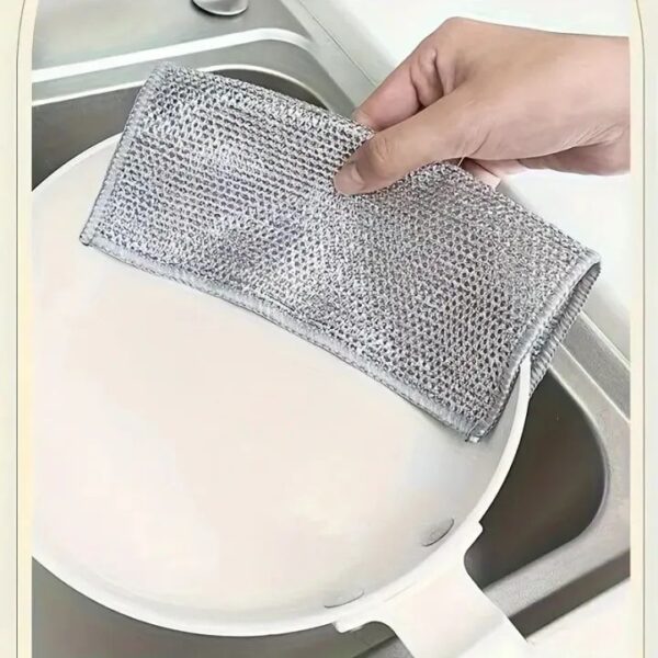 Dish Washing Cleaning Cloth  Wire Dish Washing Rugs For Kitchen Dishes Dish Scrubber Kitchen Cleaning Cloth Metal Silver