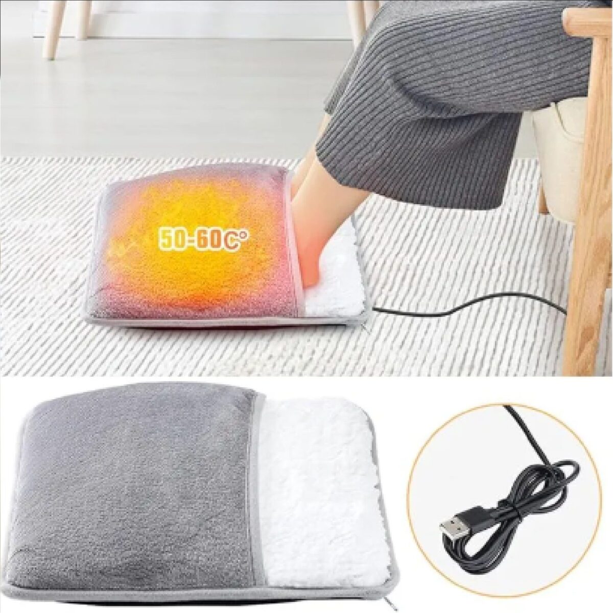 Electric Foot Warmer with USB Charging Washable Foot Warmer Heater - Image 1