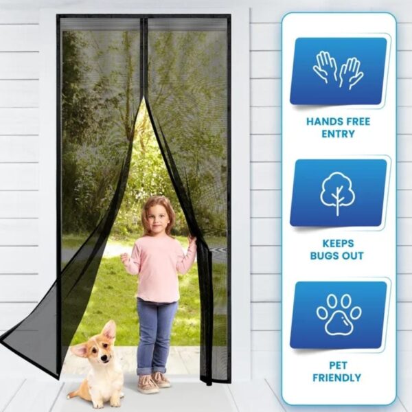 Magic Mesh Deluxe Hands Free Magnetic Screen Door Mesh Curtain Keeps Bugs Out