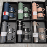Stainless Steel Vacuum Flask Set 500ml Double Wall Thermos Set Vacuum Flask Gift Set With Double Lids