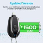 Portable Keychain Charger 1500mAh  Ultra-Compact Mini Battery Pack Fast Charging Backup Power Bank - Image 2