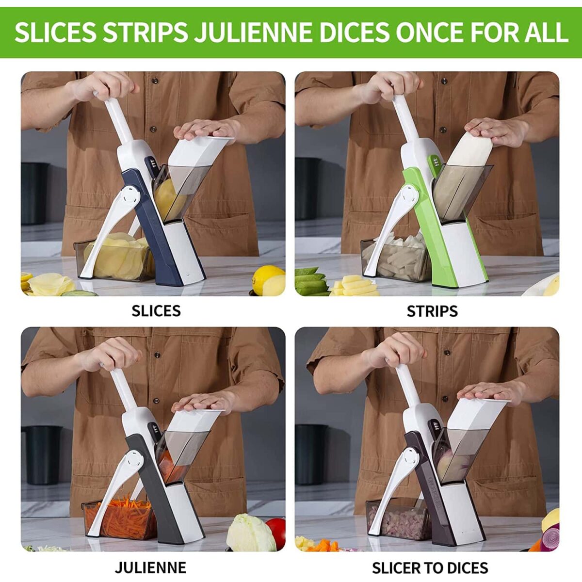 Mandoline Vegetable Cutter Chopper Adjustable Multi-function Vertical Vegetable Cutter - Image 3