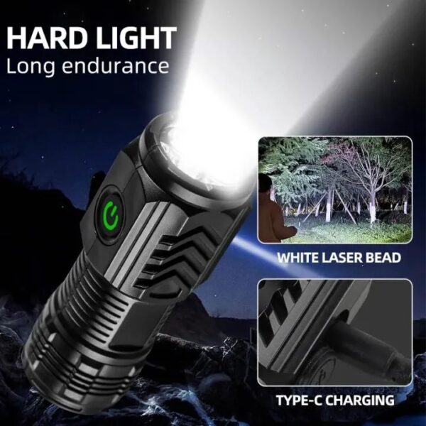 Mini Portable Outdoor Flashlight LED Flashlights Plastic Body High Lumens Three Eyed Rechargeable Lightning For Outdoor