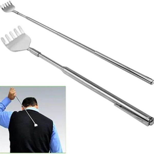 New Expandable Back Fork Scratch Practical Telescopic Pocket Scratching Massage Kit Stainless Steel Scratcher Handy Pen Clip Back Scratcher Relax Back Massager