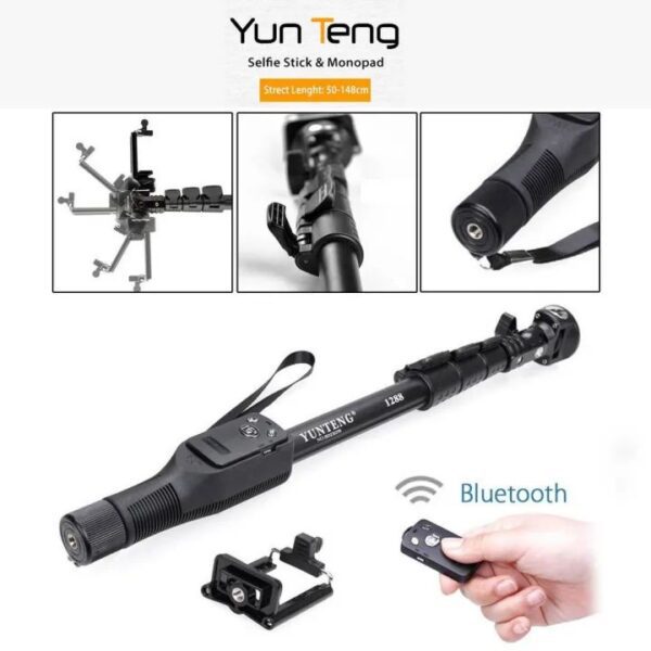Original YT 1288  Bluetooth Selfie Stick Extendable Handheld Monopod Tripod YT 1288 Portable Holder for Cameras and Phones