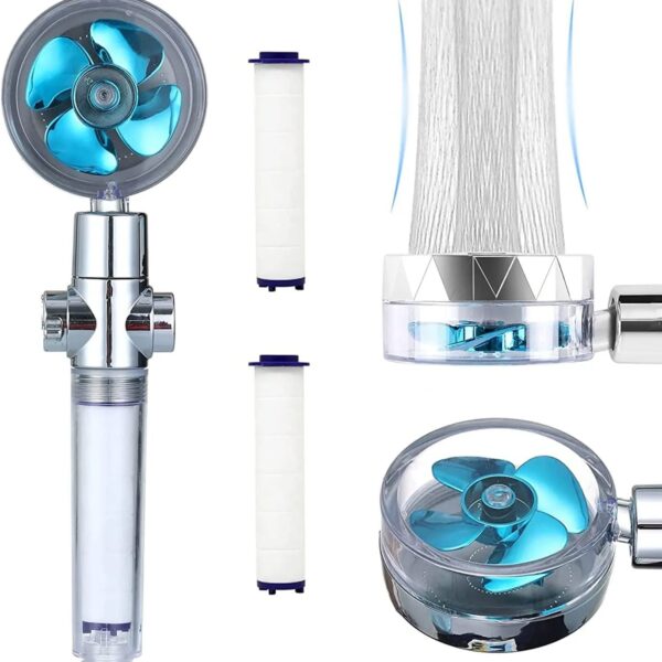 Shower Head 360 Degree Rotation Water Saving Flow Turbofan Hydraulic Injection High Pressure Sprayer Bathroom Accessories