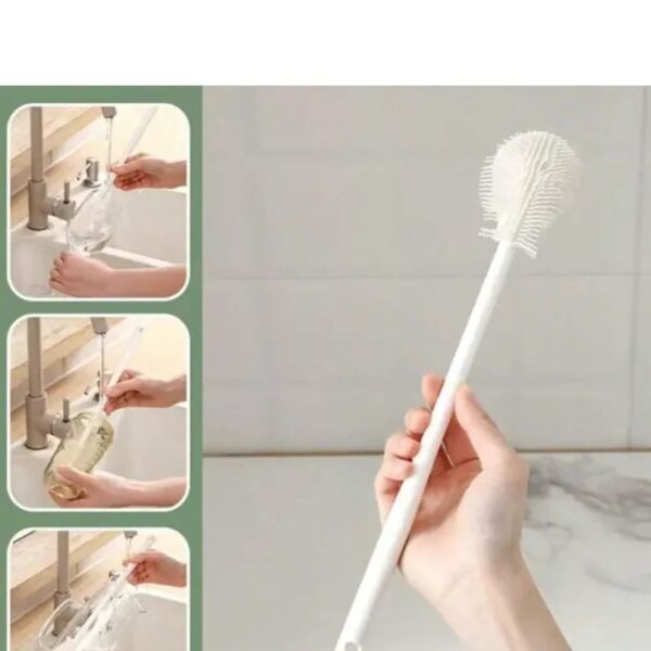Silicone Bottle Brush Eco friendly Flexible And Durable Cleaning Brush For Bottles Cups And Kitchenware Soft Bristles Long Handle