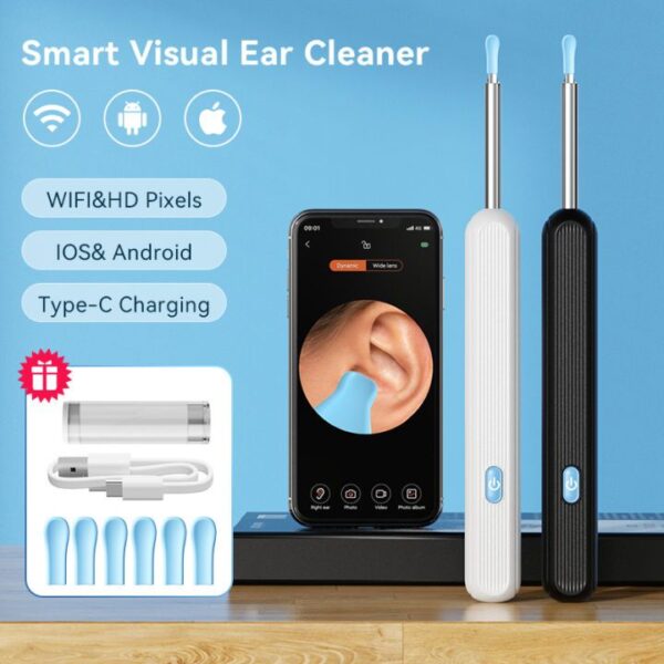 SmartScan Wireless Ear Cleaner with Camera Wireless Otoscope 1080P HD Camera Ear Wax Removal Kit for iPhone iPad Android  360 Wide Angle Lens