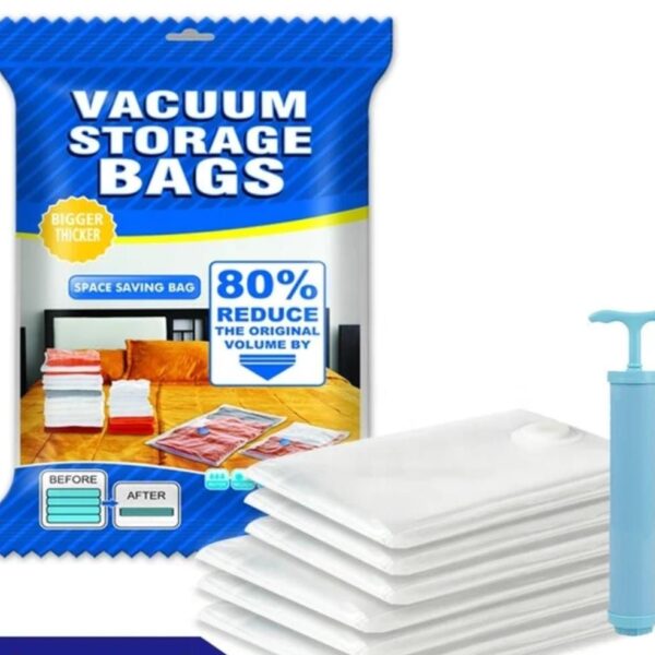 Vacuum Storage Bags 5 Bag And 1 Suction Pump for Travel Space Saver