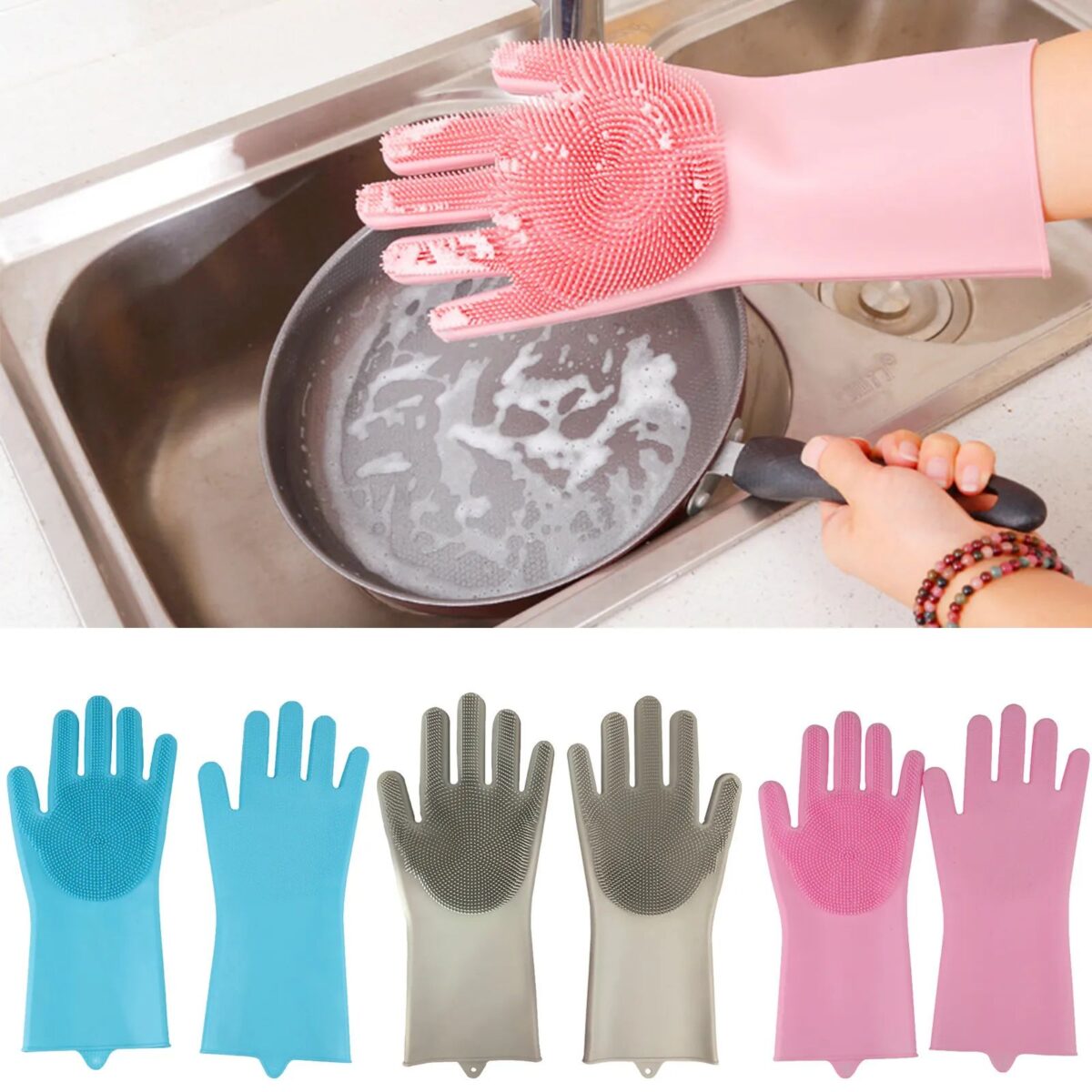 Washing Gloves Silicone  Waterproof Insulated Gloves Bathroom Kitchen and Bathroom Cleaning Car Wash Multi-purpose Gloves - Image 1