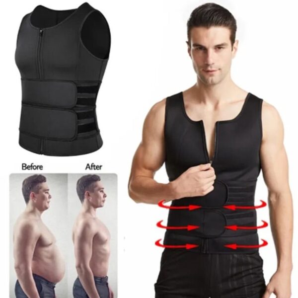 Men Body Shaper Fitness Neoprene Sauna Vest Waist Trainer Double Belt Sweat Shirt Corset Top Abdomen Slimming Shapewear Fat Burn Jacket  Hot Shapers